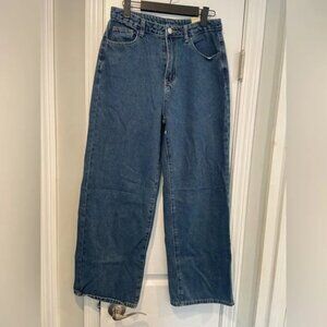 Dazy Size 8 High Waist Wide Leg Zip Up Cotton Blend Medium Wash Denim Jeans